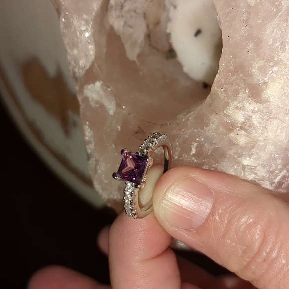 Purple/CZ's Silver Plated Ring - Picture 2 of 5